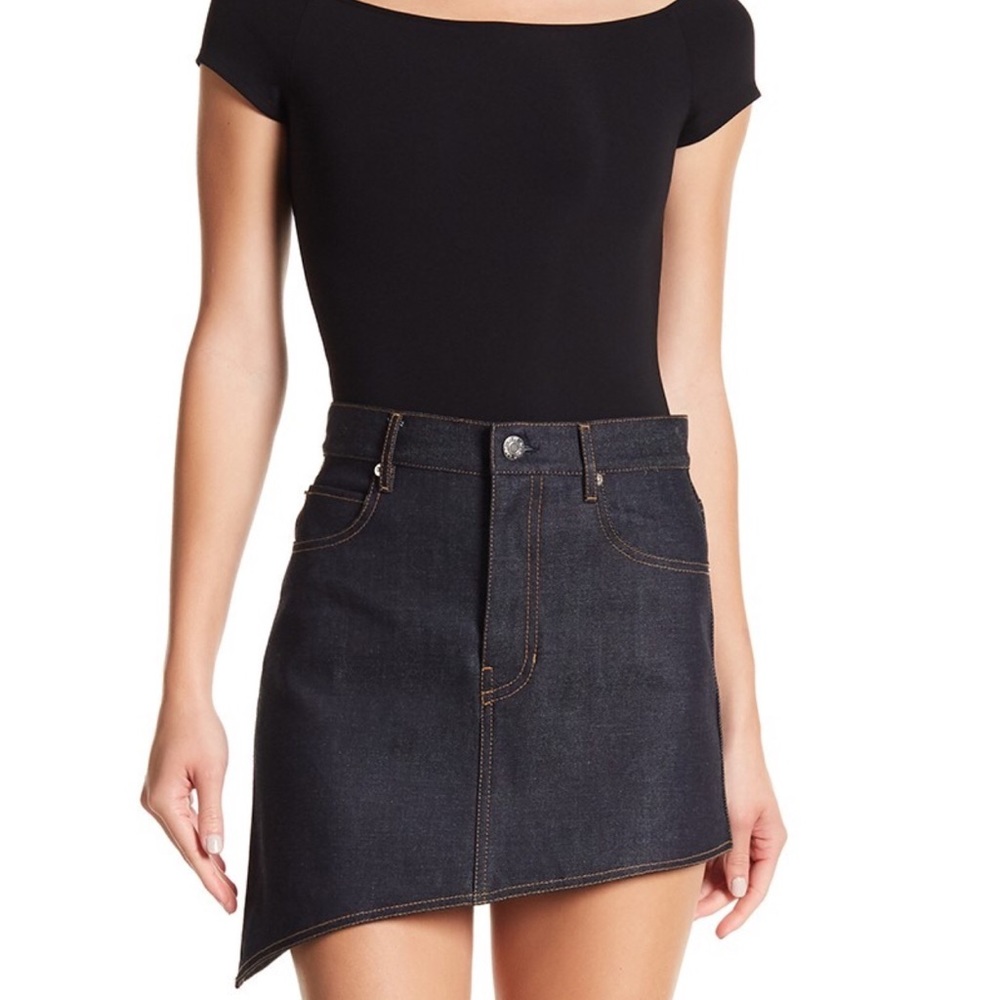Helmut Lang Asymmetric Raw Denim Skirt